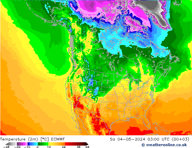 Temperaturkarte (2m) ECMWF Sa 04.05.2024 03 UTC