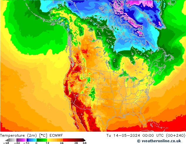 Temperature (2m) ECMWF Tu 14.05.2024 00 UTC