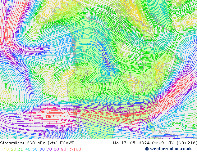 ветер 200 гПа ECMWF пн 13.05.2024 00 UTC