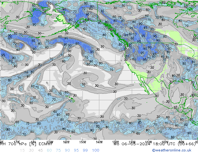 Humidité rel. 700 hPa ECMWF lun 06.05.2024 18 UTC