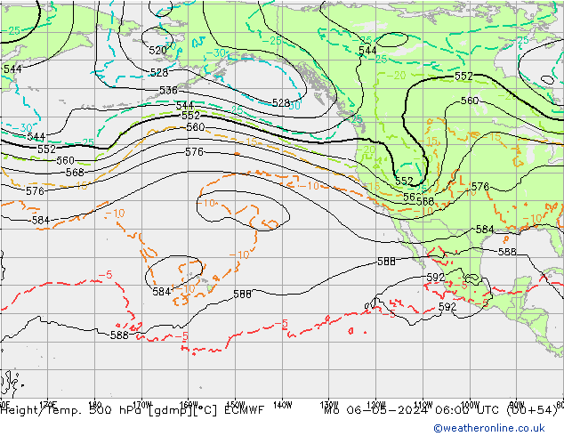 Z500/Rain (+SLP)/Z850 ECMWF lun 06.05.2024 06 UTC