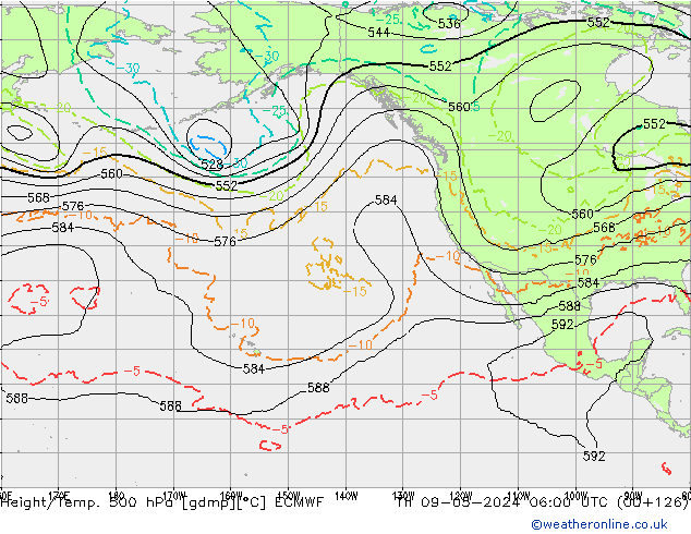 Z500/Rain (+SLP)/Z850 ECMWF Th 09.05.2024 06 UTC