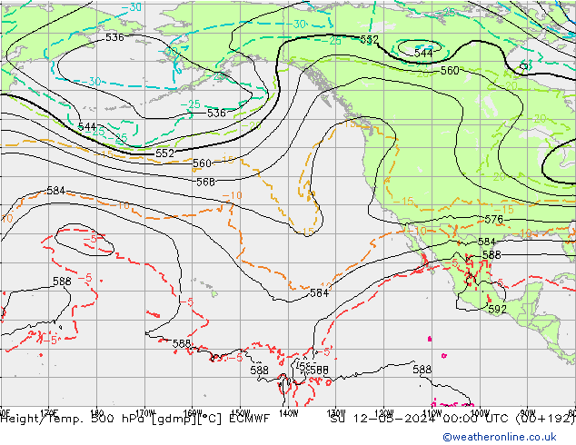 Yükseklik/Sıc. 500 hPa ECMWF Paz 12.05.2024 00 UTC