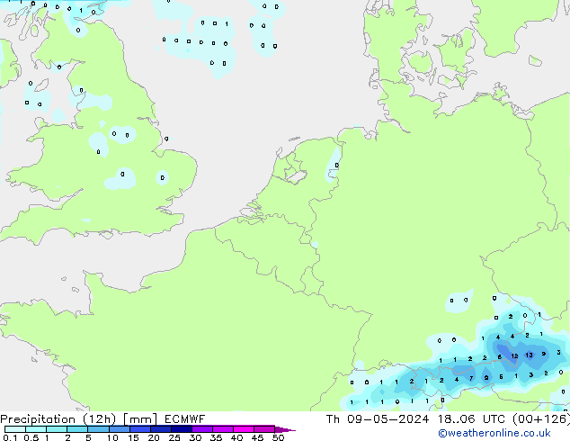 Precipitação (12h) ECMWF Qui 09.05.2024 06 UTC