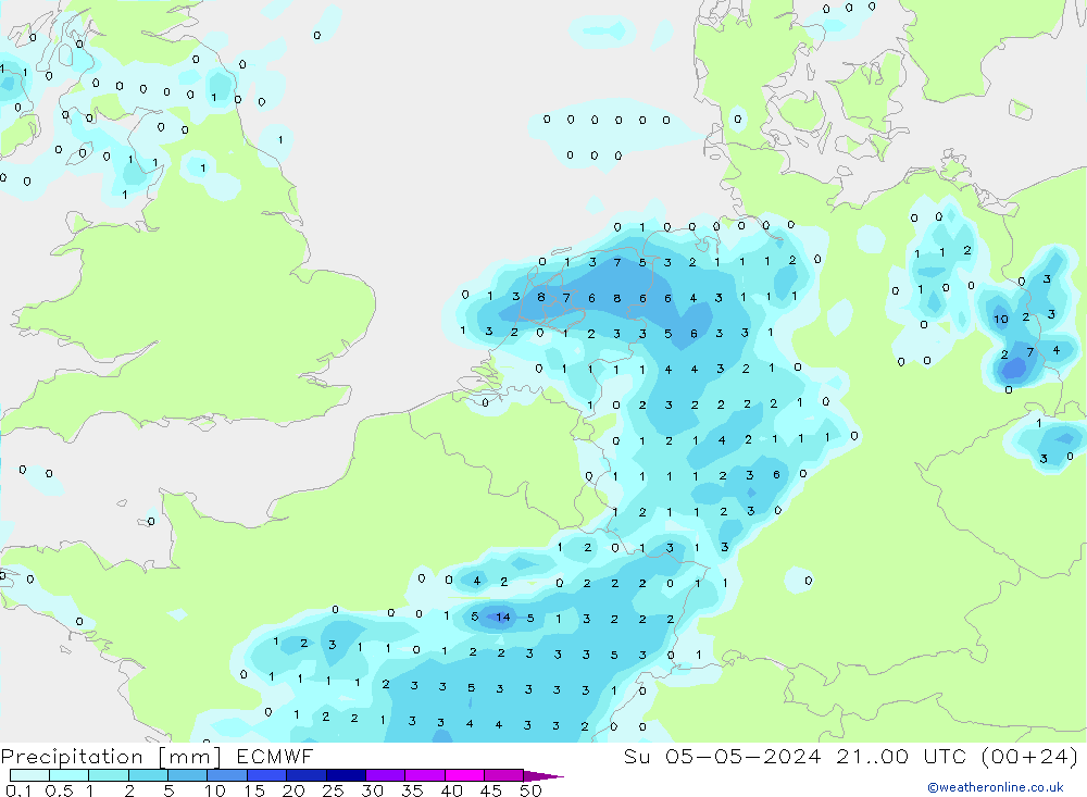 Precipitation ECMWF Su 05.05.2024 00 UTC