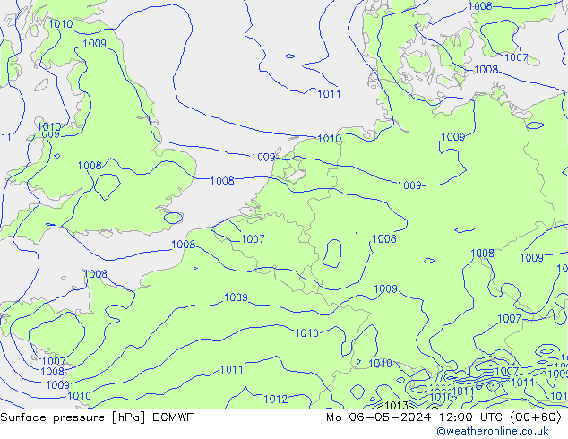 Bodendruck ECMWF Mo 06.05.2024 12 UTC