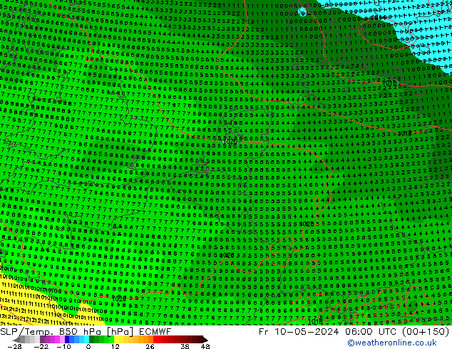 SLP/Temp. 850 hPa ECMWF Fr 10.05.2024 06 UTC