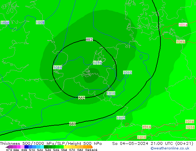 Thck 500-1000hPa ECMWF sab 04.05.2024 21 UTC