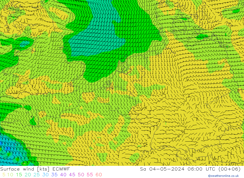 Surface wind ECMWF So 04.05.2024 06 UTC