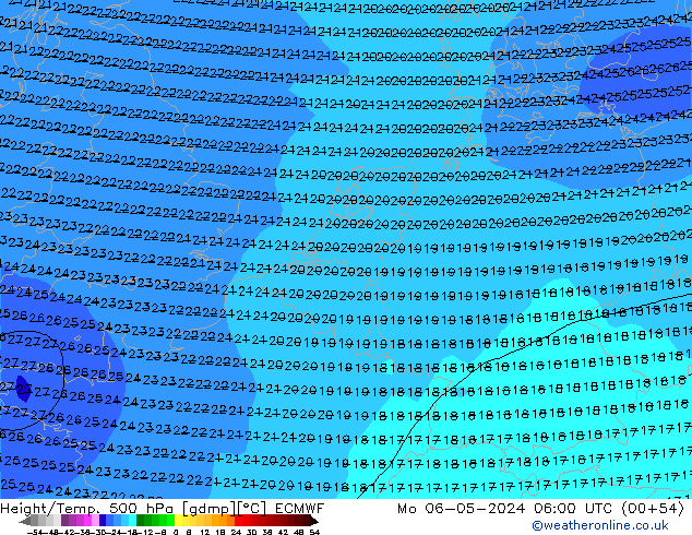 Z500/Rain (+SLP)/Z850 ECMWF Mo 06.05.2024 06 UTC