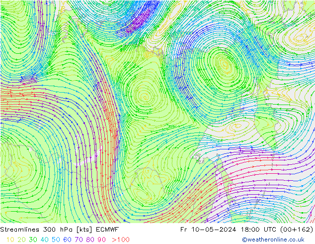 Linea di flusso 300 hPa ECMWF ven 10.05.2024 18 UTC