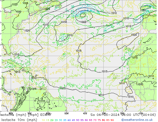 Isotachs (mph) ECMWF So 04.05.2024 06 UTC