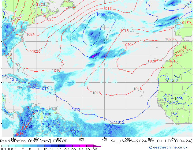 Z500/Rain (+SLP)/Z850 ECMWF dom 05.05.2024 00 UTC