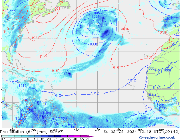 Prec 6h/Wind 10m/950 ECMWF dom 05.05.2024 18 UTC