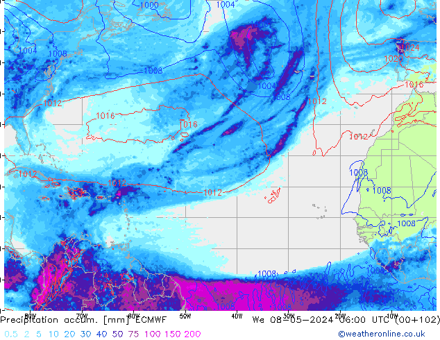 Precipitation accum. ECMWF We 08.05.2024 06 UTC