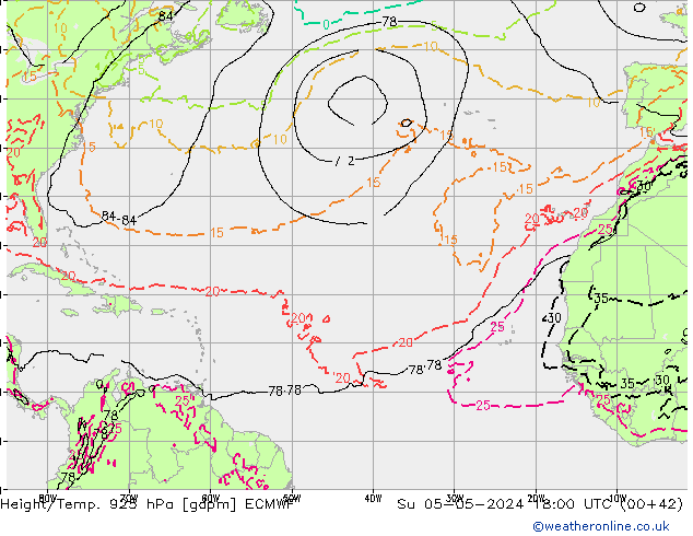 Height/Temp. 925 гПа ECMWF Вс 05.05.2024 18 UTC