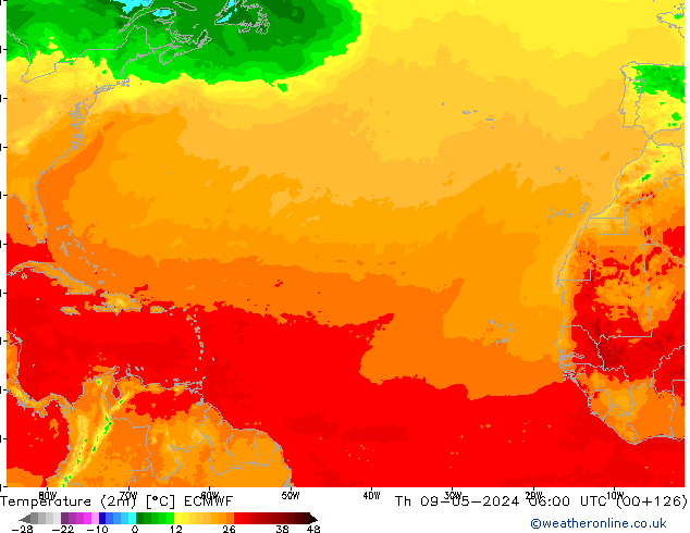 Temperatura (2m) ECMWF jue 09.05.2024 06 UTC