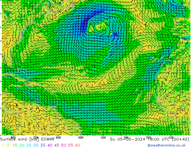 Prec 6h/Wind 10m/950 ECMWF dom 05.05.2024 18 UTC