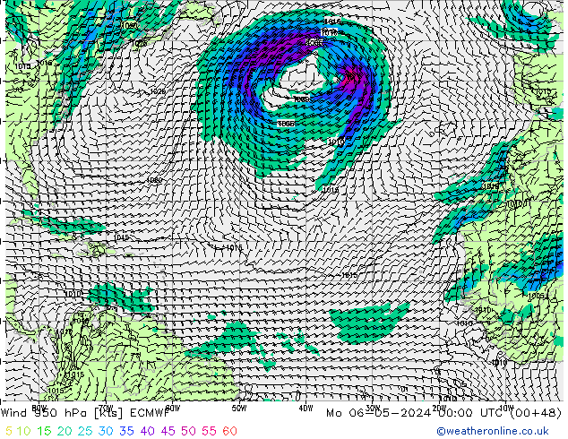 Wind 950 hPa ECMWF ma 06.05.2024 00 UTC