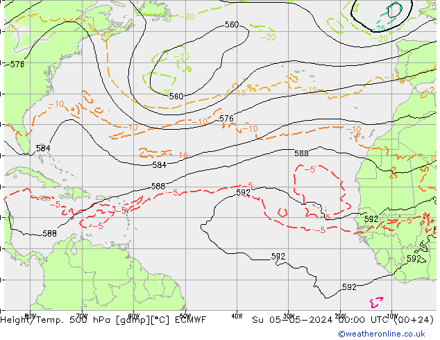 Z500/Rain (+SLP)/Z850 ECMWF dom 05.05.2024 00 UTC