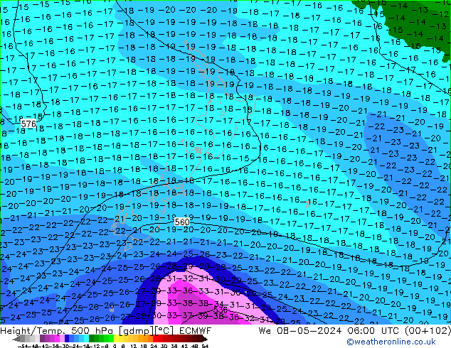 Z500/Rain (+SLP)/Z850 ECMWF śro. 08.05.2024 06 UTC