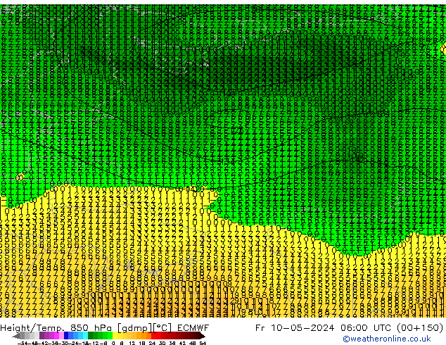 Yükseklik/Sıc. 850 hPa ECMWF Cu 10.05.2024 06 UTC