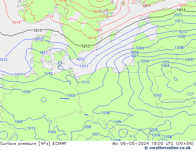 ciśnienie ECMWF pon. 06.05.2024 18 UTC