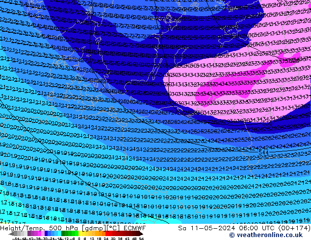 Z500/Yağmur (+YB)/Z850 ECMWF Cts 11.05.2024 06 UTC