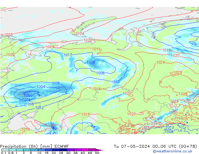 Z500/Regen(+SLP)/Z850 ECMWF di 07.05.2024 06 UTC