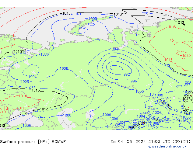 pression de l'air ECMWF sam 04.05.2024 21 UTC