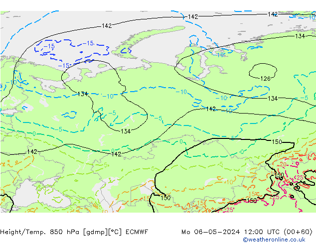 Z500/Rain (+SLP)/Z850 ECMWF pon. 06.05.2024 12 UTC