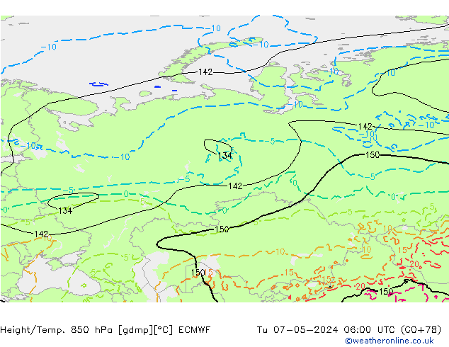 Z500/Regen(+SLP)/Z850 ECMWF di 07.05.2024 06 UTC