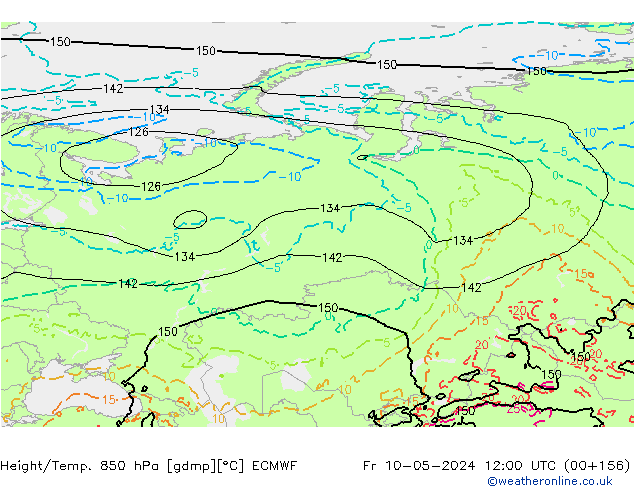 Z500/Rain (+SLP)/Z850 ECMWF Pá 10.05.2024 12 UTC