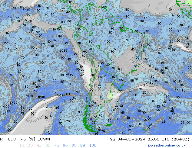 RH 850 hPa ECMWF Sa 04.05.2024 03 UTC