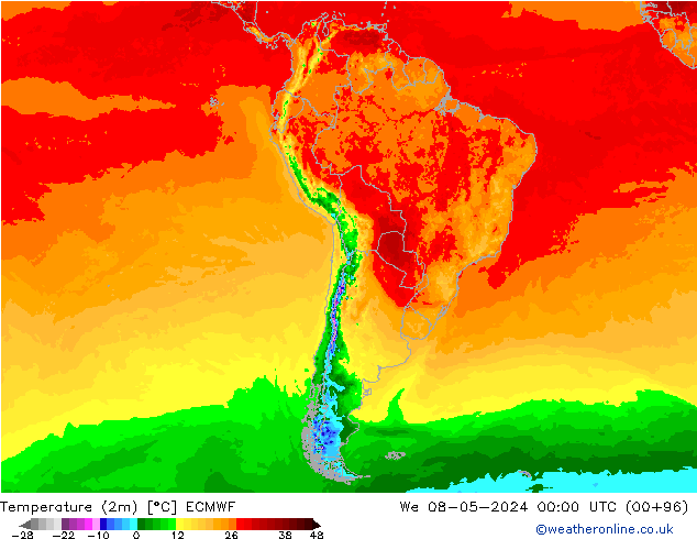 Sıcaklık Haritası (2m) ECMWF Çar 08.05.2024 00 UTC