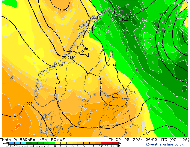 Theta-W 850hPa ECMWF Th 09.05.2024 06 UTC