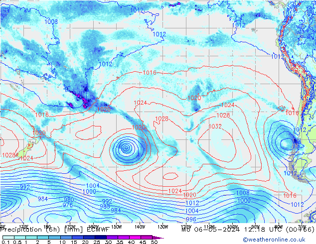 Z500/Rain (+SLP)/Z850 ECMWF пн 06.05.2024 18 UTC