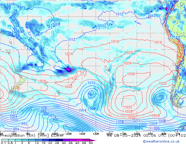 Z500/Rain (+SLP)/Z850 ECMWF We 08.05.2024 06 UTC