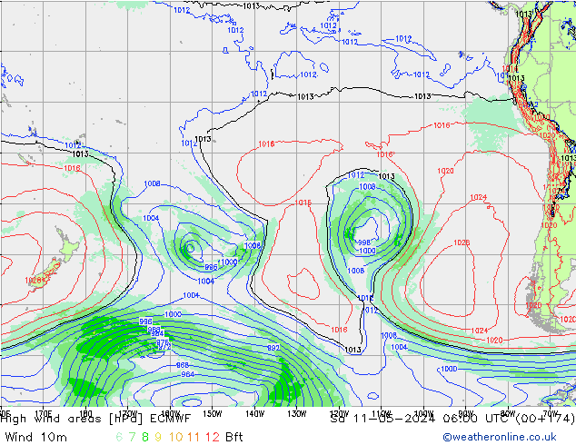 High wind areas ECMWF  11.05.2024 06 UTC