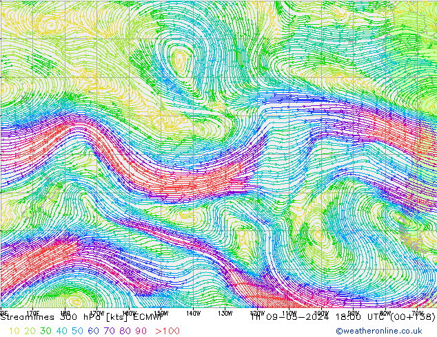 Rüzgar 300 hPa ECMWF Per 09.05.2024 18 UTC