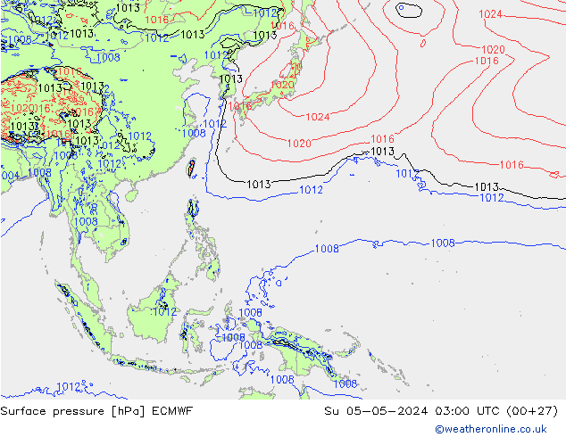 Surface pressure ECMWF Su 05.05.2024 03 UTC