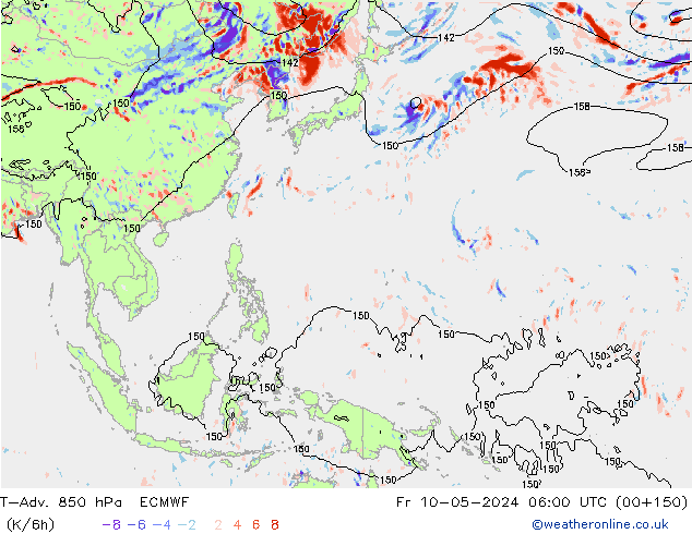 T-Adv. 850 hPa ECMWF pt. 10.05.2024 06 UTC