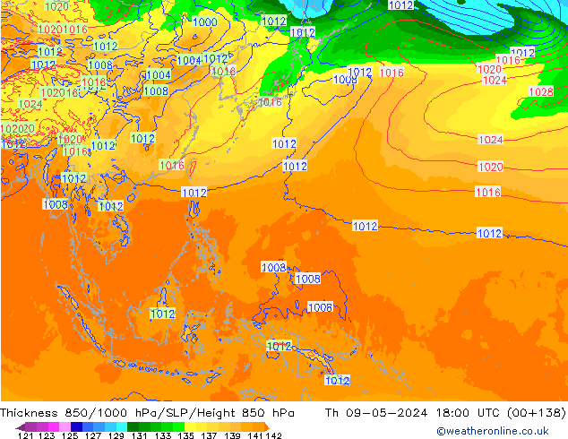 Thck 850-1000 hPa ECMWF jeu 09.05.2024 18 UTC