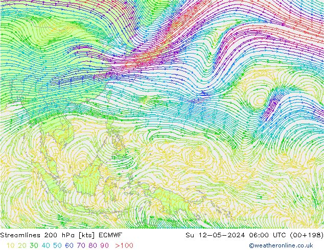 Ligne de courant 200 hPa ECMWF dim 12.05.2024 06 UTC