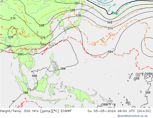 Z500/Rain (+SLP)/Z850 ECMWF Dom 05.05.2024 06 UTC