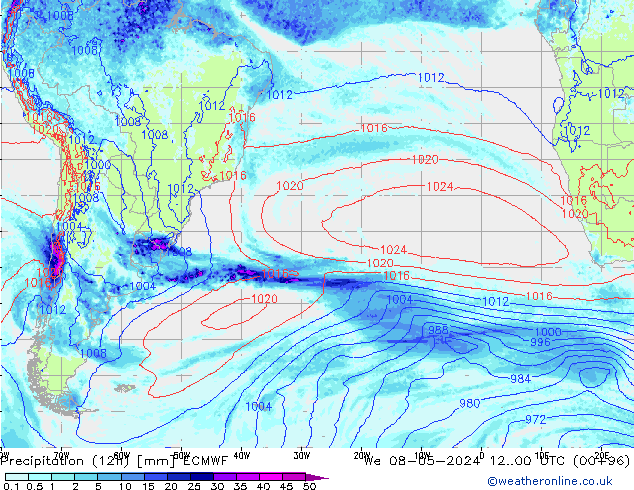 Precipitation (12h) ECMWF We 08.05.2024 00 UTC