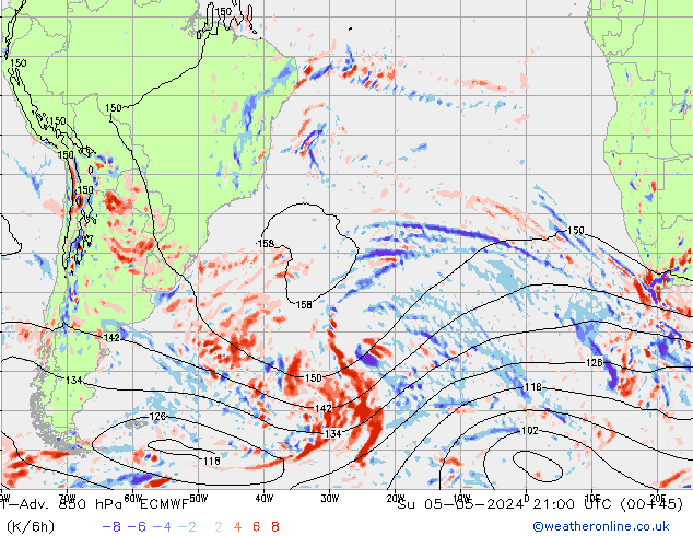 T-Adv. 850 hPa ECMWF So 05.05.2024 21 UTC