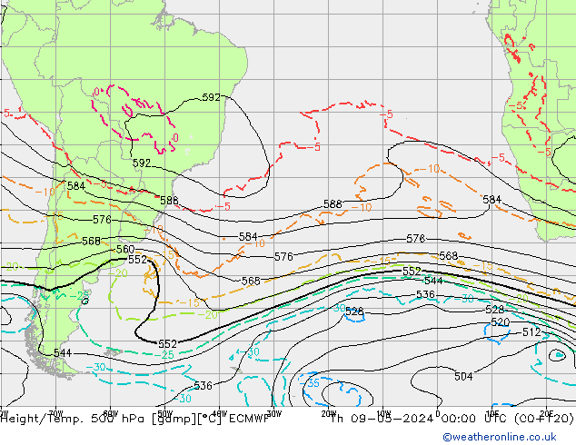 Z500/Rain (+SLP)/Z850 ECMWF Th 09.05.2024 00 UTC