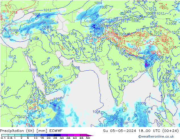 Precipitation (6h) ECMWF Ne 05.05.2024 00 UTC
