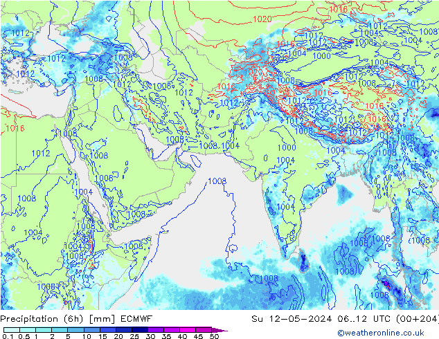 Z500/Rain (+SLP)/Z850 ECMWF Su 12.05.2024 12 UTC